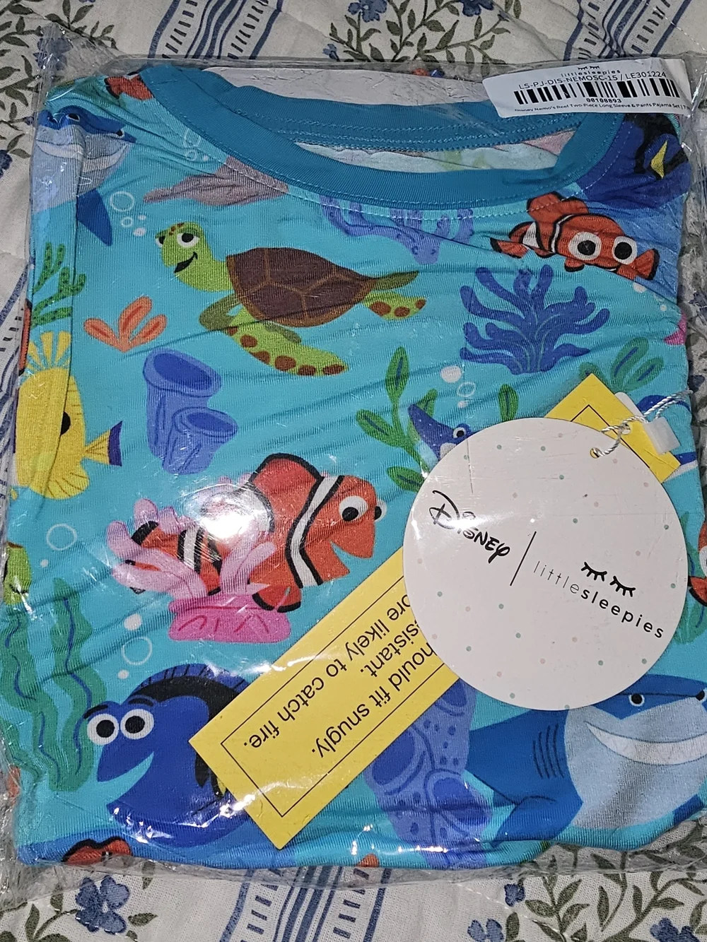 Little Sleepies Blue Turquoise Finding Nemo Pajama Set